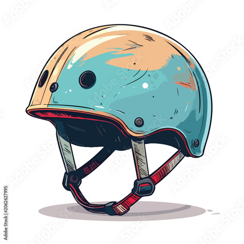 Retro Style Skateboard Helmet with Distressed Texture.