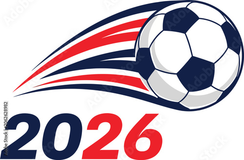 Canvas-taulu Football 2026 logo dynamic soccer ball with speed lines and year designation