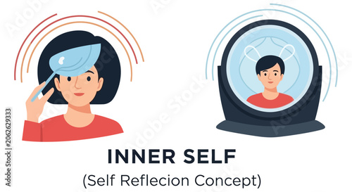 Foto Illustration depicting self reflection with a person and their mirrored image