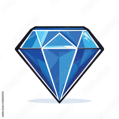 A vibrant blue diamond gemstone illustration.
