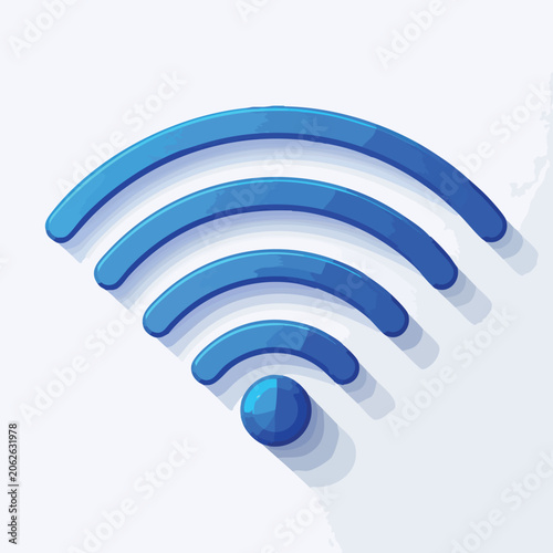 Blue 3D WiFi Signal Icon Symbol Concept.