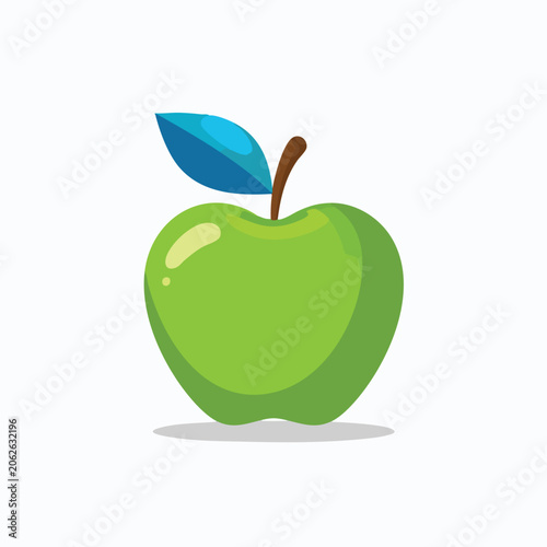 A stylized green apple icon with a blue leaf.
