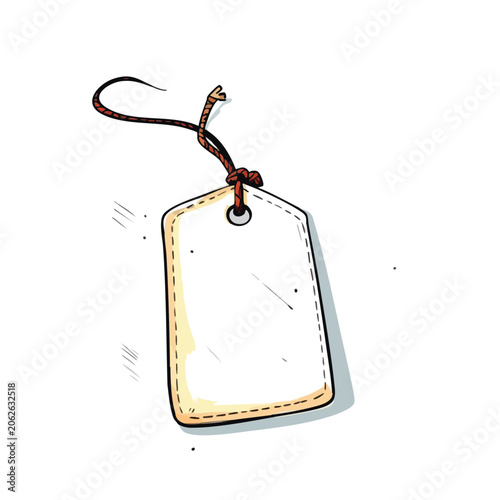 Blank white cardboard price tag with string illustration.
