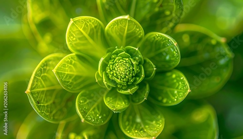 Closeup of green succulent plant leaves.