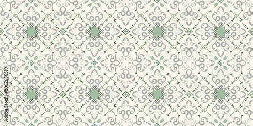 Green Floral Pattern on White Background