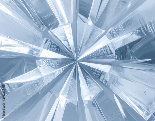Crystal clear glass shard formation pattern.
