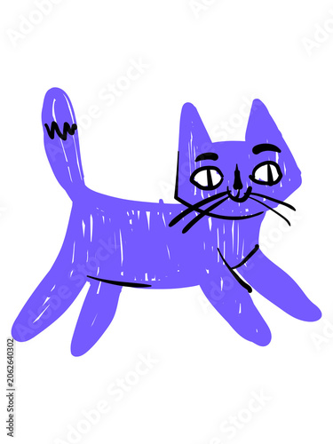 blue cat doodle
