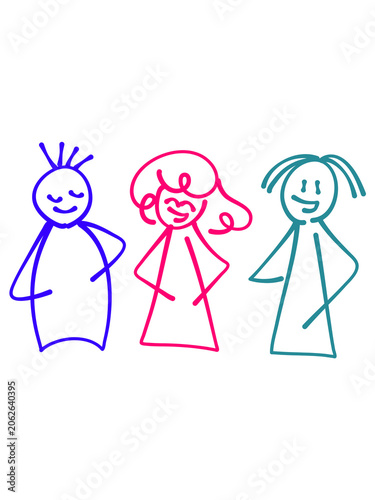Colorful Stick Figure People Illustration