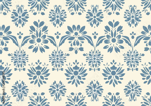 Floral Elegant Damask Vector Background with Seamless Premium Pattern
