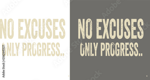 Foto Motivational quote poster no excuses only progress