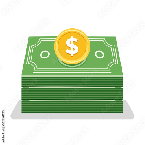 3D flat design money bag with dollar sign