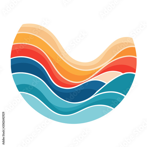 Curved ribbon with multicolor stripes vector