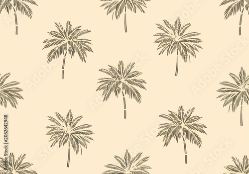 Tropical Botanical Palm Leaves Vector Pattern for Wallpaper and Textile Print