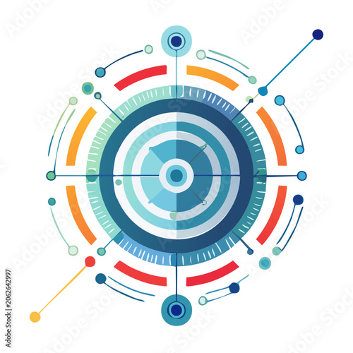 Flat design circular target with crosshair