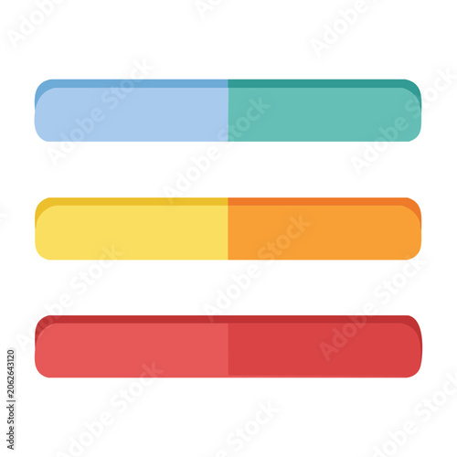 Flat design progress bar set with colored bars