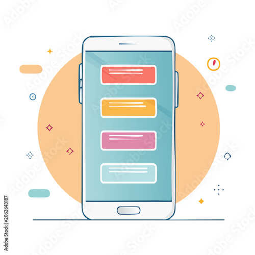 Flat design smartphone with colorful app icons