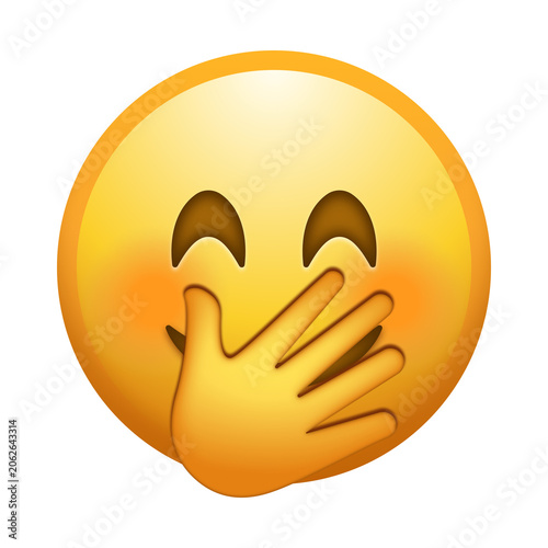 Foto Face with hand over mouth emoji illustration, isolated on transparent background
