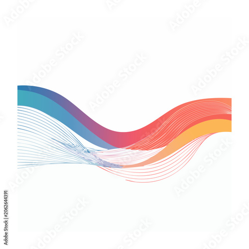 Abstract curved ribbon in flat design colors