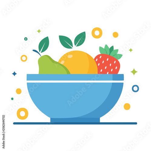 Flat design fruit bowl with fresh produce