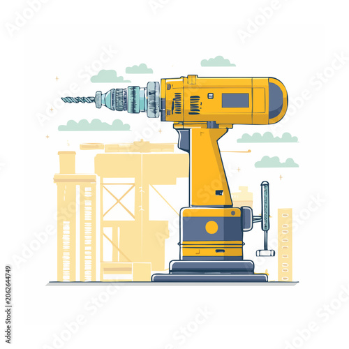 Flat design industrial robot on white background