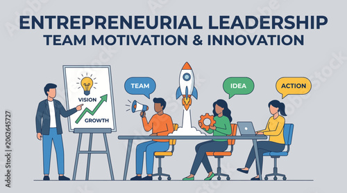 Konstfotografi Entrepreneurial Leadership Style Concept with Team Motivation