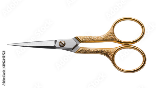 Ornate gold embroidery scissors with silver blades