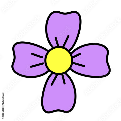 Simple Hand Drawn Purple Flower Graphic Element