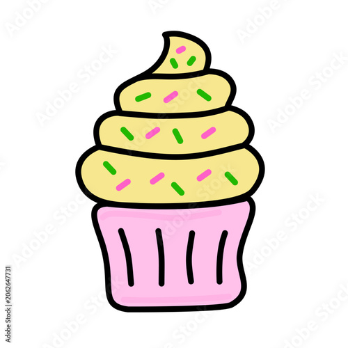 Hand Drawn Cup of Soft Serve Ice Cream Element