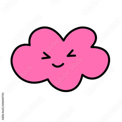 Cute Cartoon Pink Cloud Face | Girly Cloud Element