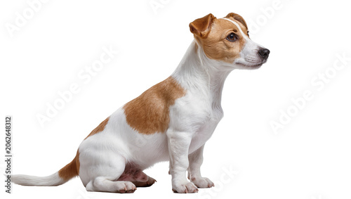 Jack Russell Terrier dog sitting, looking to the side