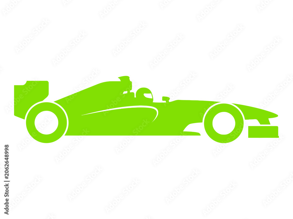 Naklejka premium Green Racing Car Side View.