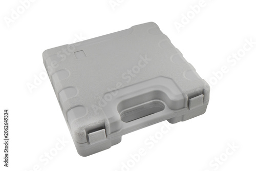 Plastic box repair tools isolated over white background. Toolbox case isolated.