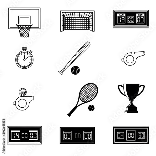 Minimalist black and white icons of daily objects.