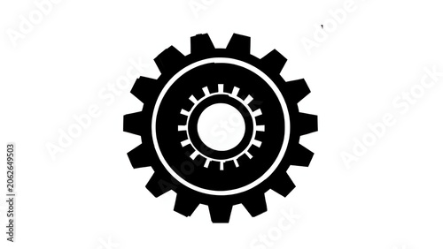 Black and white gear icon isolated on transparent background vector illustration