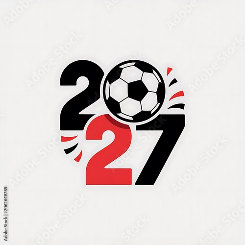 2027 football soccer year design with ball graphic isolated on white background