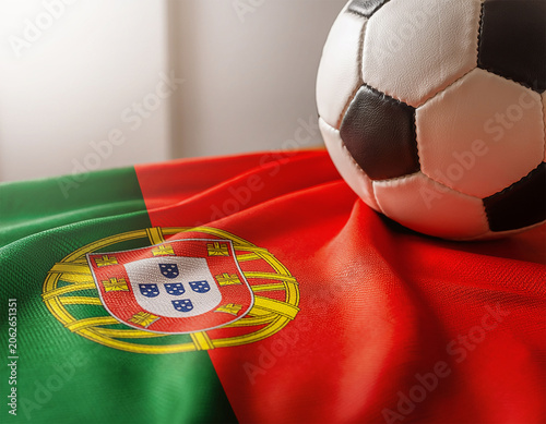 Soccer Ball on Portuguese Flag for International Football Championship
