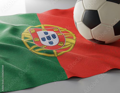 Soccer Ball on Portuguese Flag for International Football Championship