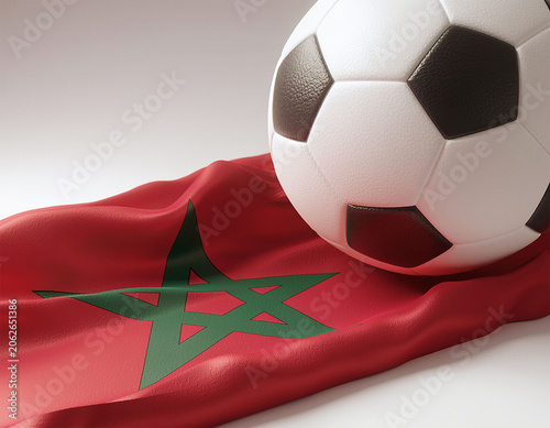 Soccer Ball on Moroccan Flag for International Football Championship