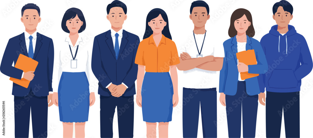 Fototapeta premium Group Of Diverse People Illustration, Flat Vector Style