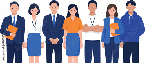 Group Of Diverse People Illustration, Flat Vector Style