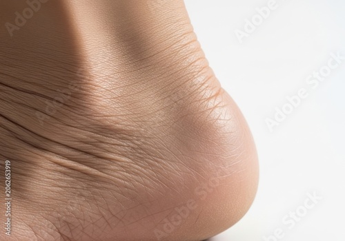 Close up of a human heel isolated on white background