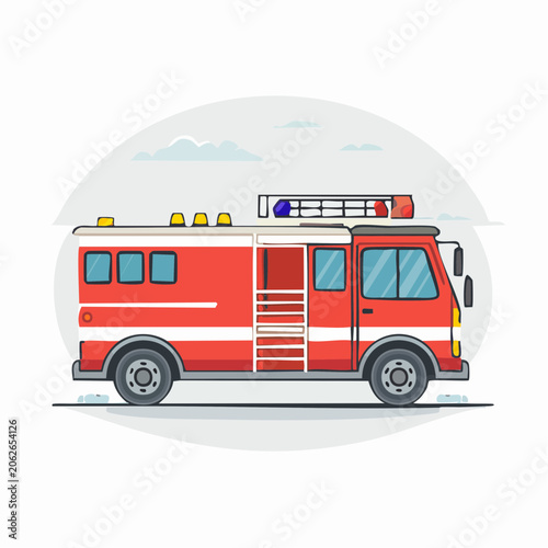 Illustration of a Red Fire Truck