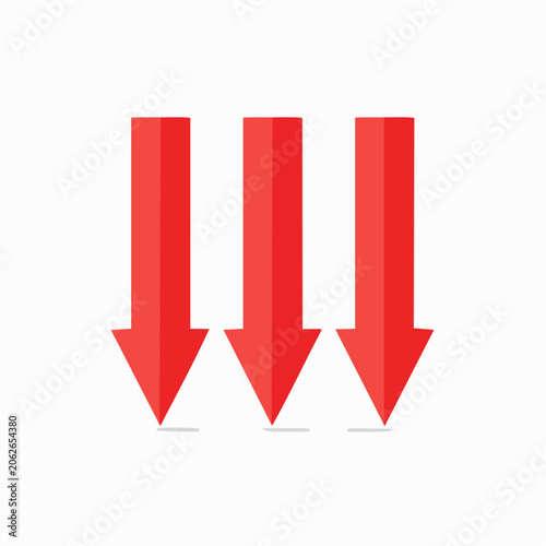Three Red Downward Arrows
