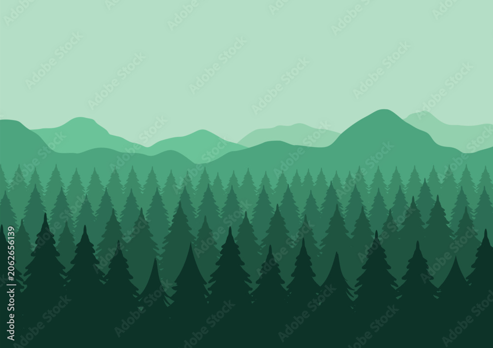 Fototapeta premium Landscape forest nature vector illustration wallpaper design
