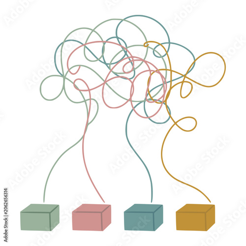 Tangled thoughts connecting to multiple concepts