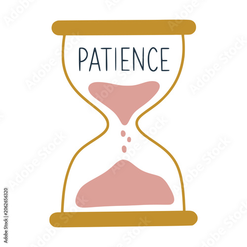 Patience concept in hourglass measuring passing time