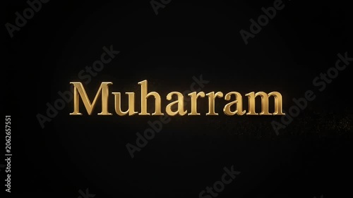 Muharram Golden Text on Dark Background Highlighting First Month of Islamic Calendar and Religious Commemoration