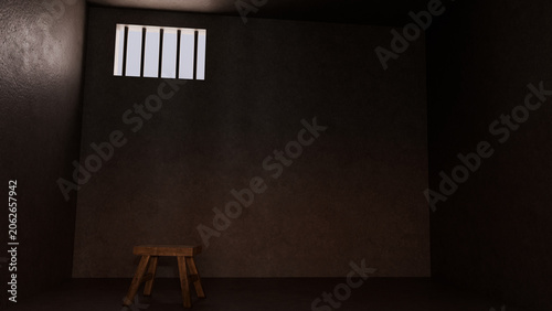 Obraz na płótnie 3d illustration of an empty dark jaill