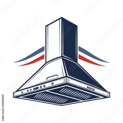 Foto Vibrant Bold Stroke Range Hood Kitch High-Quality Stock Image