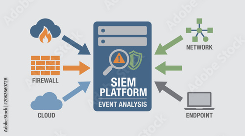 Картината върху платно SIEM Platform Log Aggregation Security Event Analysis